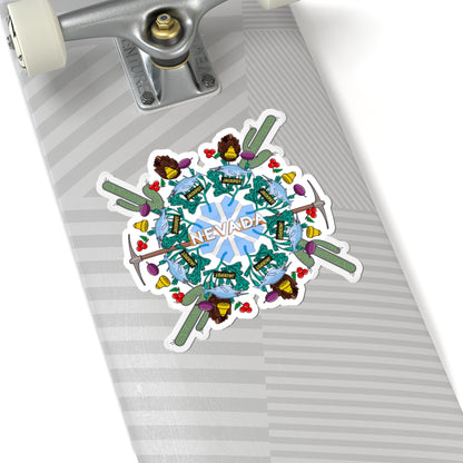 Nevada Mandala Sticker - State Symbol Art With Gambling, Mining, and Nature elements