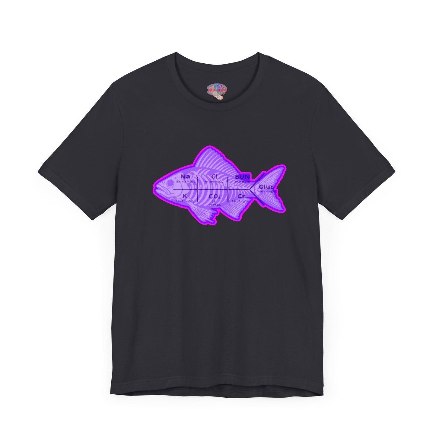 Fishbones T-Shirt , Medical Lab Values and Fish Skeleton Mashup, Funny Nursing  and Lab Tech Apparel, ICU & ER Gift