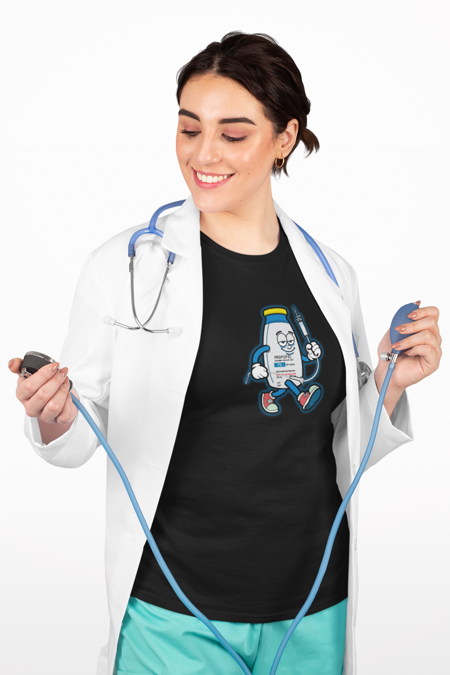 Propofol Pete - Funny Propofol Bottle Cartoon T-shirt for Nurses & Doctors