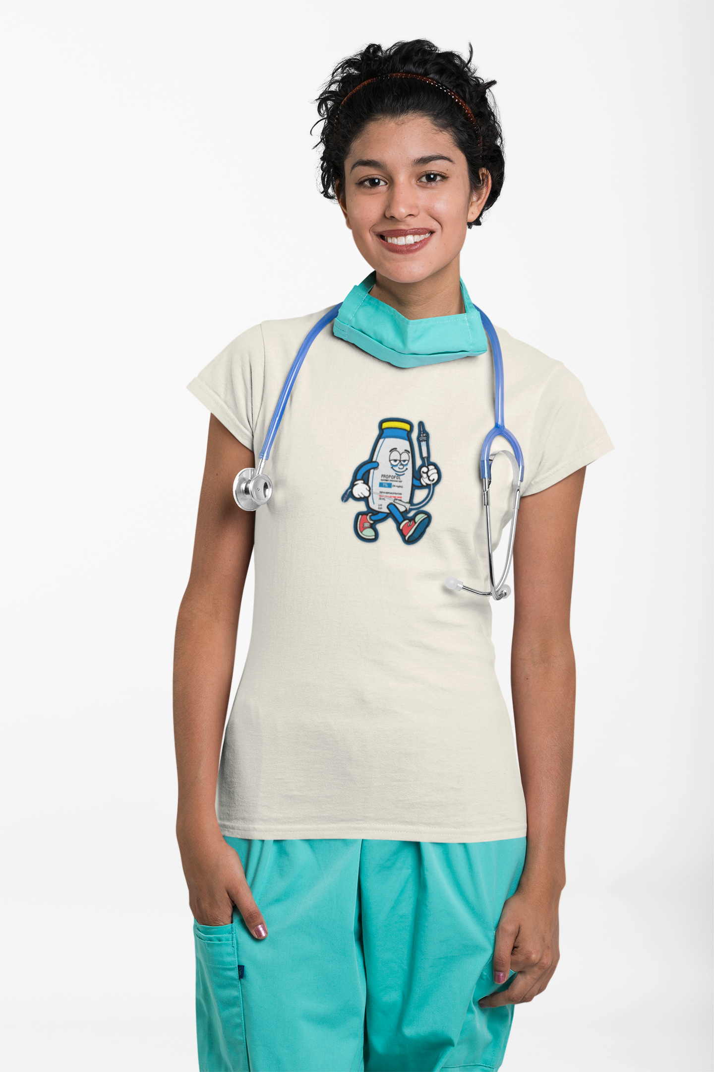 Propofol Pete - Funny Propofol Bottle Cartoon T-shirt for Nurses & Doctors