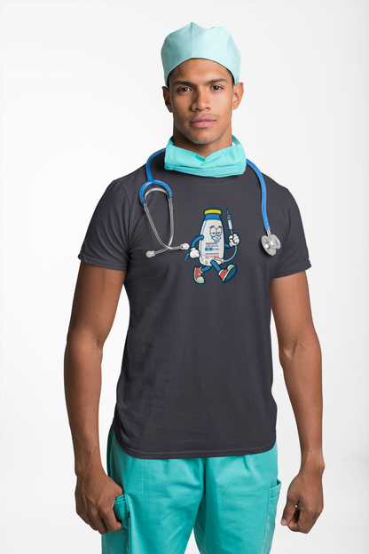 Propofol Pete - Funny Propofol Bottle Cartoon T-shirt for Nurses & Doctors