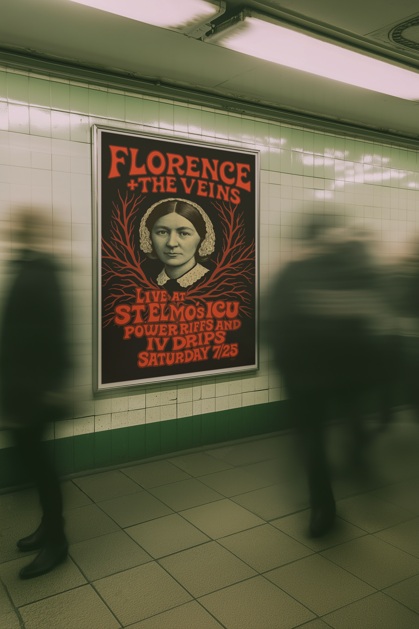 Florence and The Veins: Retro Nursing Rock Poster - Nursing Parody Poster, Florence Nightingale