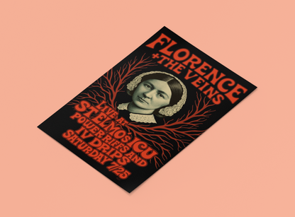 Florence and The Veins: Retro Nursing Rock Poster - Nursing Parody Poster, Florence Nightingale