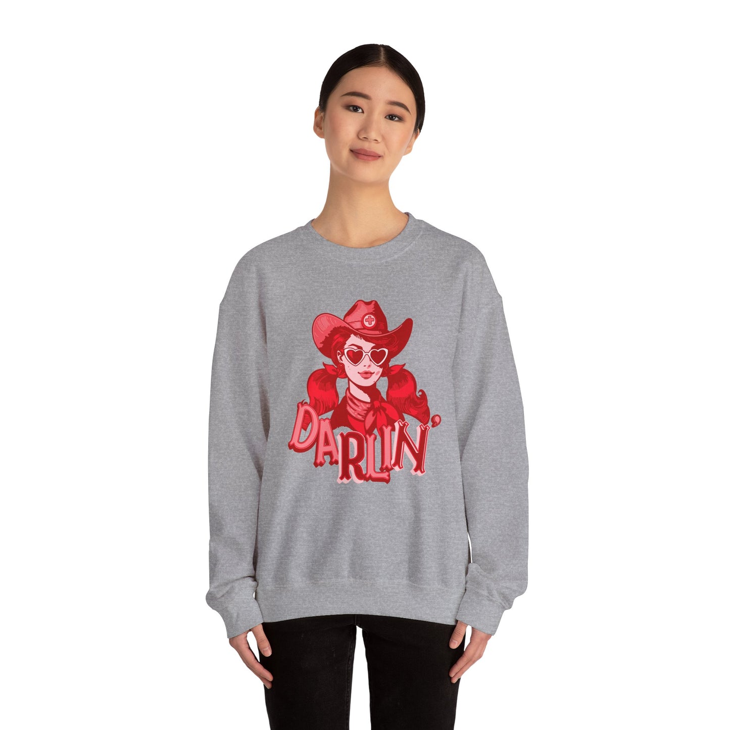 Darlin RN Sweatshirt , Cowgirl Nurse Style with a Heart,  Western Cowgirl Nurse Style, Funny RN Gift,  Apparel for Healthcare Professionals