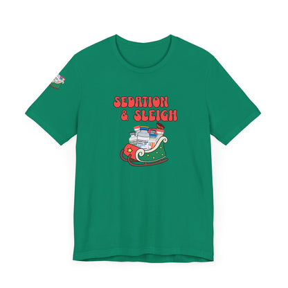 Sedation & Sleigh T-Shirt, Funny Nurse Christmas Shirt, ICU RN Holiday Tee, Propofol, Ativan, Ketamine, Fentanyl, Medical Humor Gift