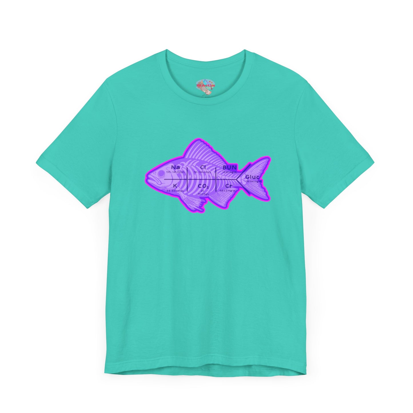 Fishbones T-Shirt , Medical Lab Values and Fish Skeleton Mashup, Funny Nursing  and Lab Tech Apparel, ICU & ER Gift