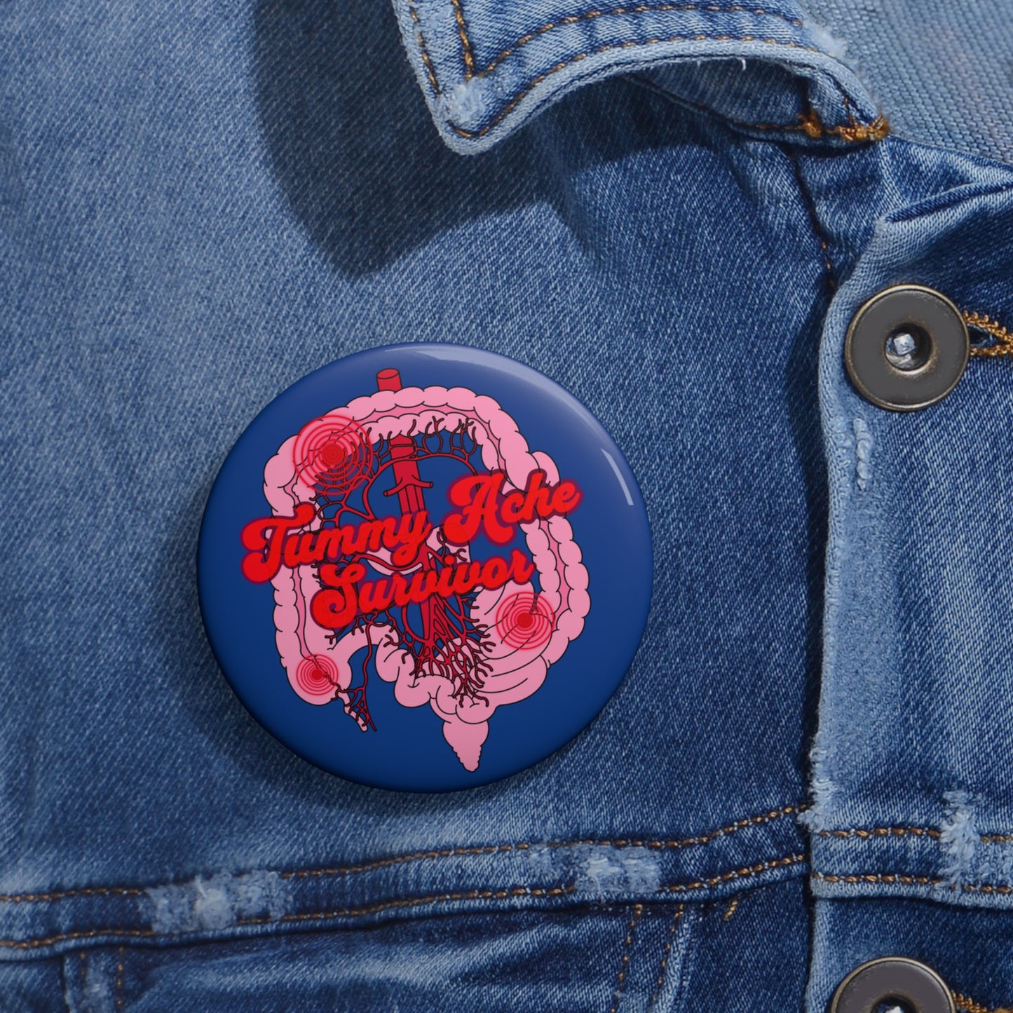 Tummy Ache Survivor Button, Funny Nurse Pin for Resilient Humor, Custom Nursing Button Pin, Great Gift, Accessory for Nurses