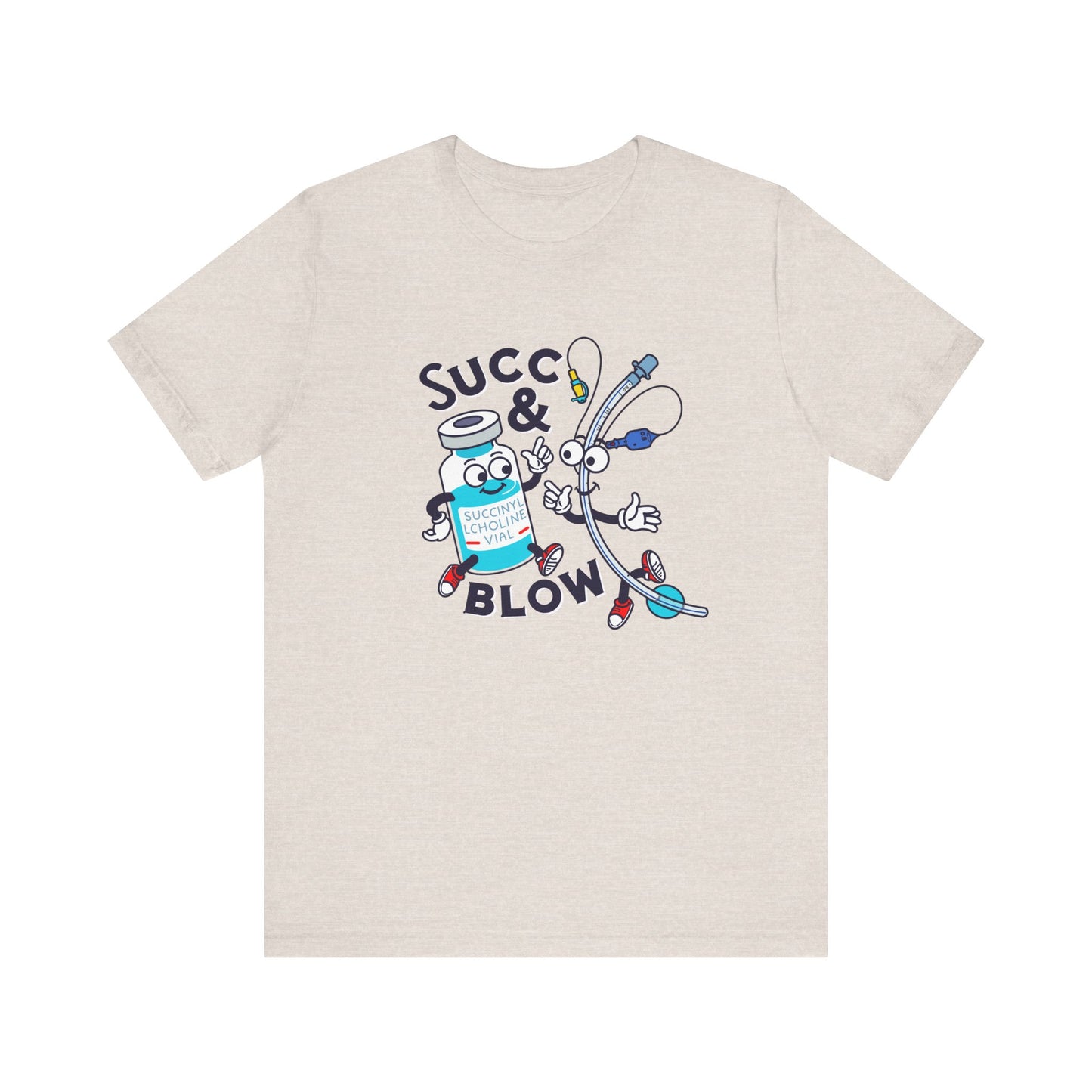 Succ & Blow T-Shirt, Funny ICU Nurse and Anesthesia Humor, Succinylcholine, ET Tube Design, Respiratory, Intubation Nurse Tee