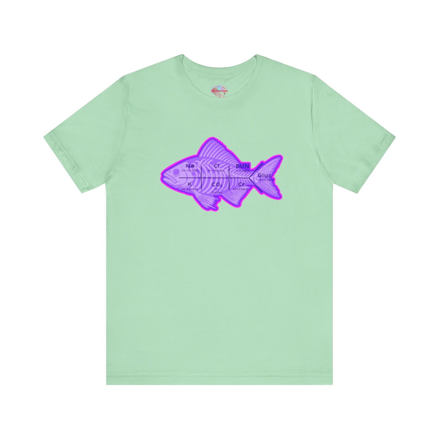 Fishbones T-Shirt , Medical Lab Values and Fish Skeleton Mashup, Funny Nursing  and Lab Tech Apparel, ICU & ER Gift