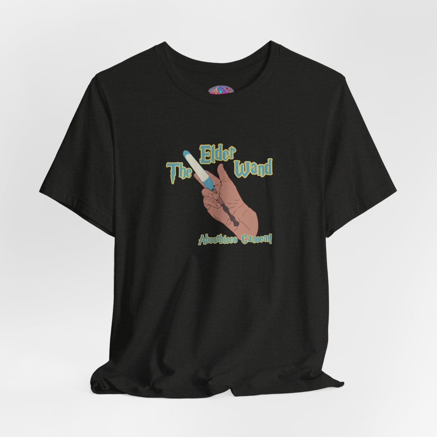 Elder Wand T-Shirt – Absorbisco Canoem! External Cath Wicking Wizardry T-Shirt
