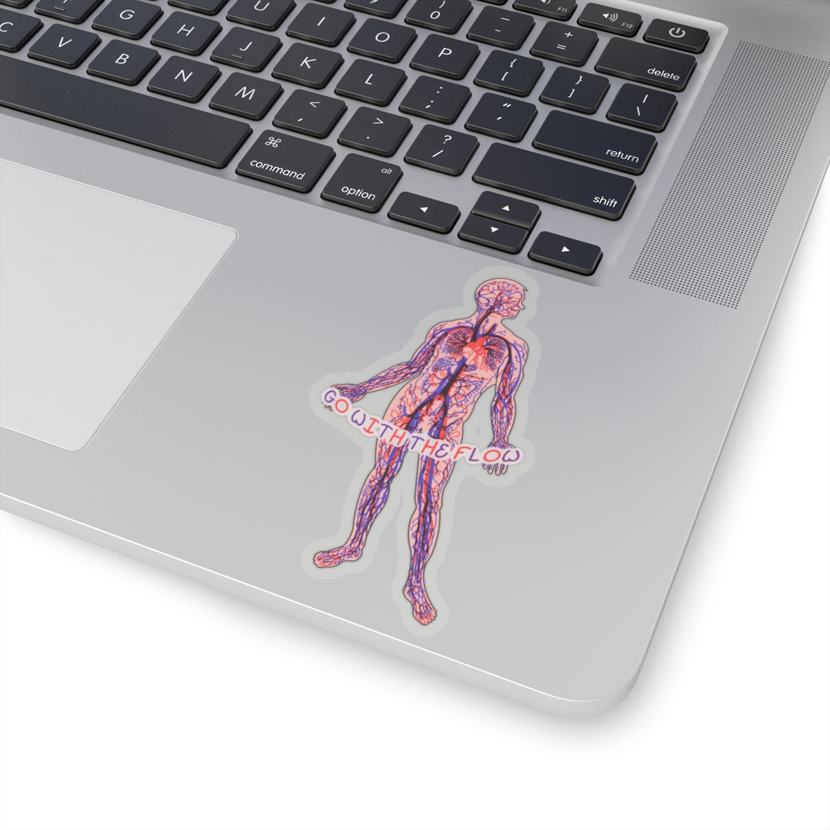 Go With The Flow Sticker - Anatomical Human with Arteries and Veins Design