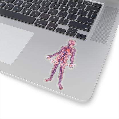 Go With The Flow Sticker - Anatomical Human with Arteries and Veins Design