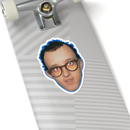 Keith Haring Pop Art Portrait Sticker, Graffiti Style, Bold Line Drawing, 80s Street Art Icon