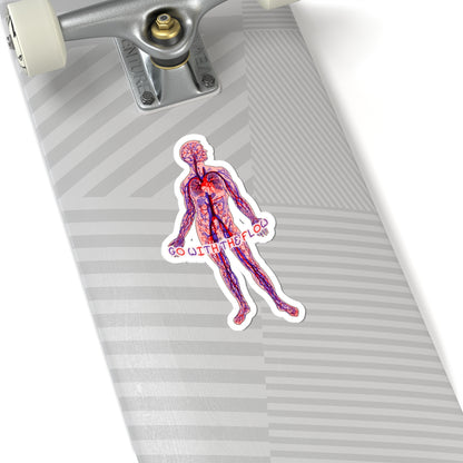 Go With The Flow Sticker - Anatomical Human with Arteries and Veins Design