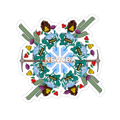 Nevada Mandala Sticker - State Symbol Art With Gambling, Mining, and Nature elements