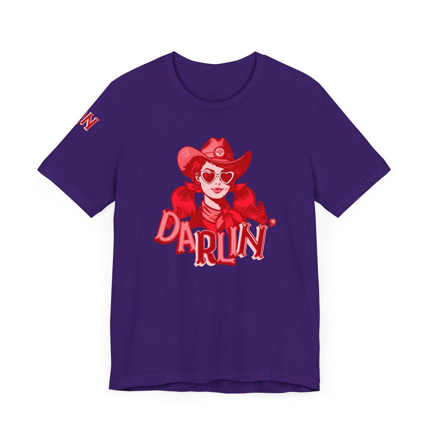 DaRliN Nurse T-Shirt, Cowgirl RN, Western Nurse, Cute Nursing Shirt, Heart Sunglasses, Funny RN Tee, Medical Plus Sign, ICU,  Med-Surg