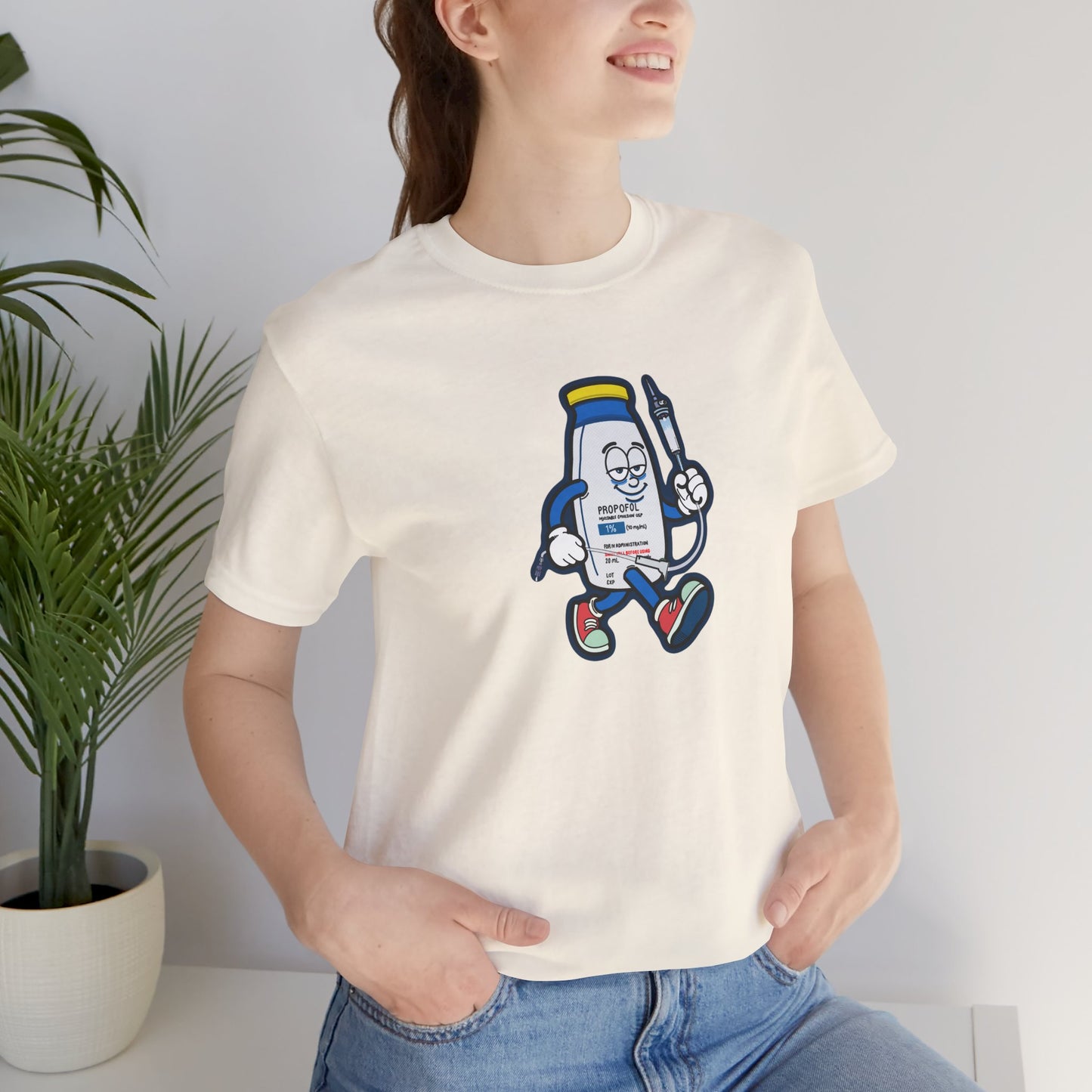 Propofol Pete - Funny Propofol Bottle Cartoon T-shirt for Nurses & Doctors