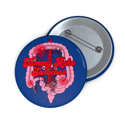 Tummy Ache Survivor Button, Funny Nurse Pin for Resilient Humor, Custom Nursing Button Pin, Great Gift, Accessory for Nurses