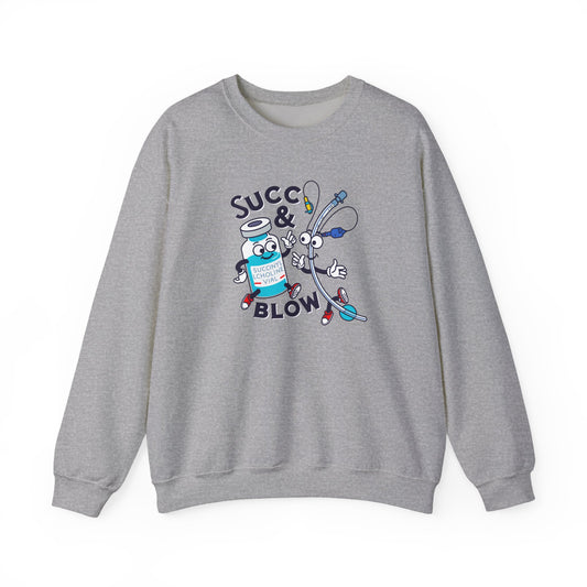 Succ and Blow Sweatshirt, Funny ICU Nurse & Anesthesia Humor, Succinylcholine, ET Tube Design, Respiratory, Intubation RN Sweatshirt