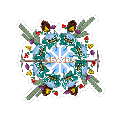 Nevada Mandala Sticker - State Symbol Art With Gambling, Mining, and Nature elements