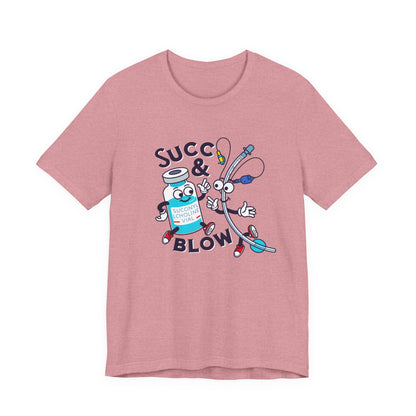 Succ & Blow T-Shirt, Funny ICU Nurse and Anesthesia Humor, Succinylcholine, ET Tube Design, Respiratory, Intubation Nurse Tee