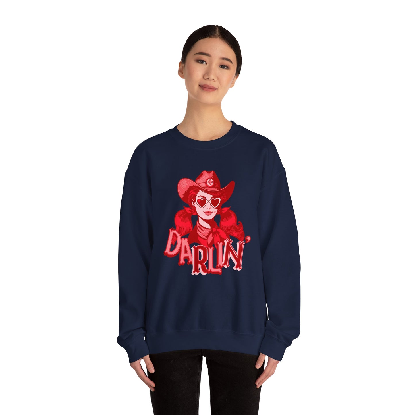 Darlin RN Sweatshirt , Cowgirl Nurse Style with a Heart,  Western Cowgirl Nurse Style, Funny RN Gift,  Apparel for Healthcare Professionals