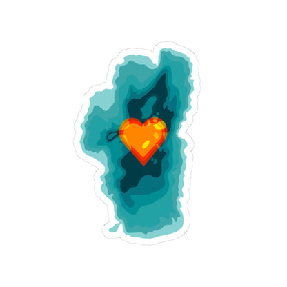 Lake Tahoe Love Sticker - Bathymetric Map With Heart Design