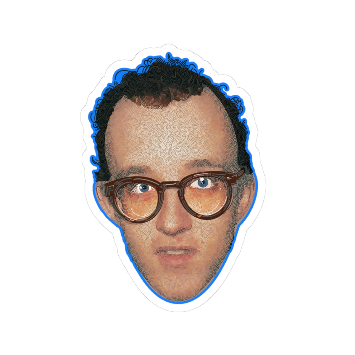 Keith Haring Pop Art Portrait Sticker, Graffiti Style, Bold Line Drawing, 80s Street Art Icon