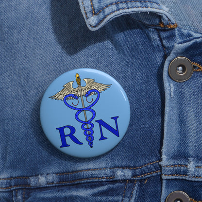 RN Caduceus Button, Classic Medical Pin for Nurses, Custom Nursing Button Pin, Great Gift, Accessory for Nurses