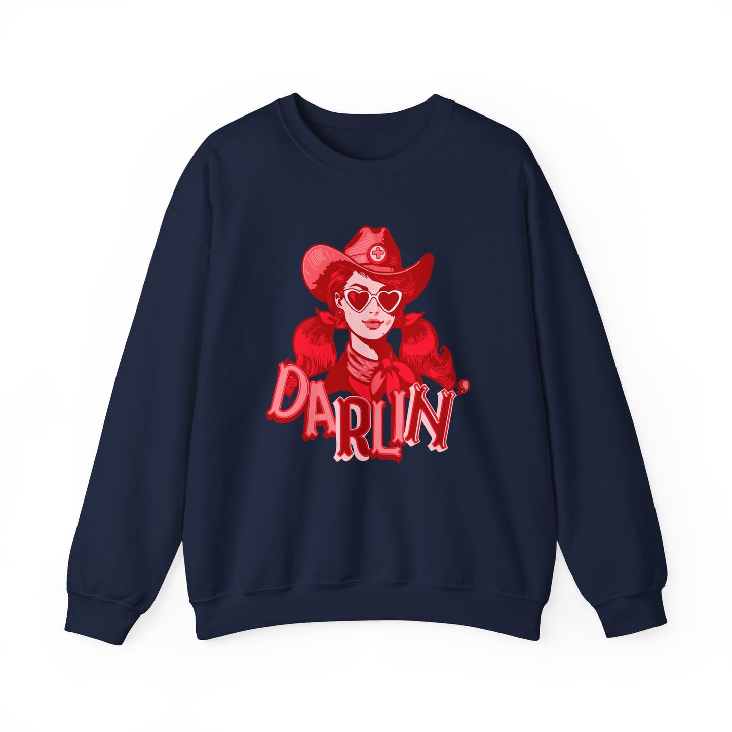 Darlin RN Sweatshirt , Cowgirl Nurse Style with a Heart,  Western Cowgirl Nurse Style, Funny RN Gift,  Apparel for Healthcare Professionals