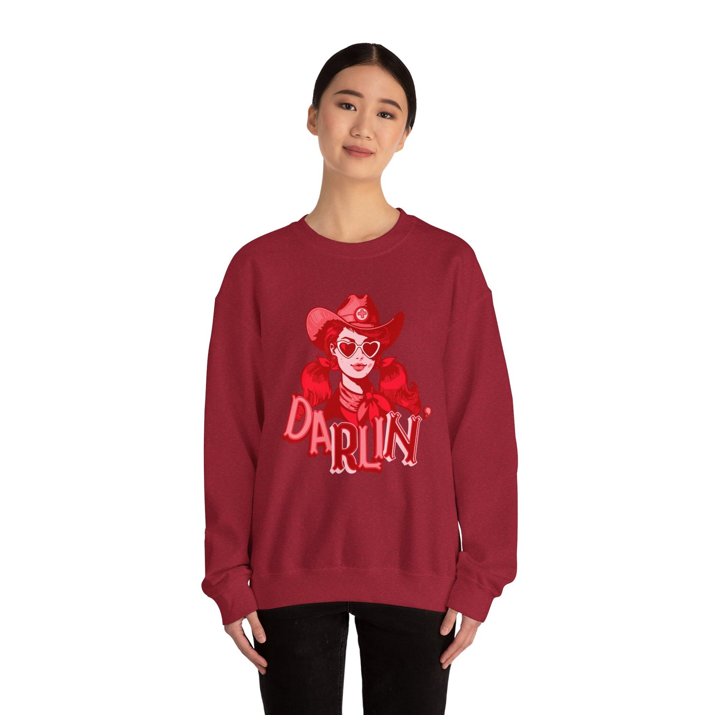 Darlin RN Sweatshirt , Cowgirl Nurse Style with a Heart,  Western Cowgirl Nurse Style, Funny RN Gift,  Apparel for Healthcare Professionals
