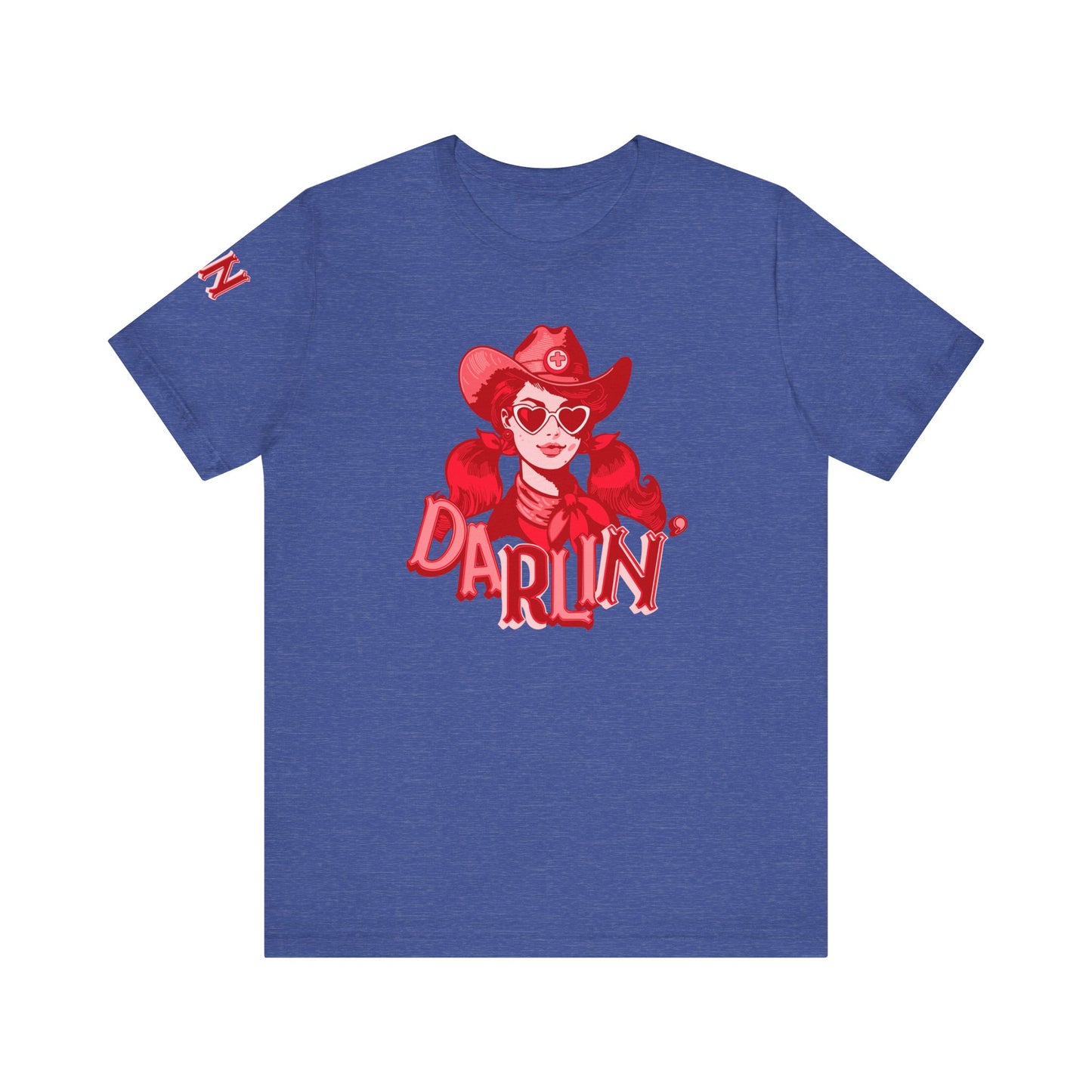 DaRliN Nurse T-Shirt, Cowgirl RN, Western Nurse, Cute Nursing Shirt, Heart Sunglasses, Funny RN Tee, Medical Plus Sign, ICU,  Med-Surg