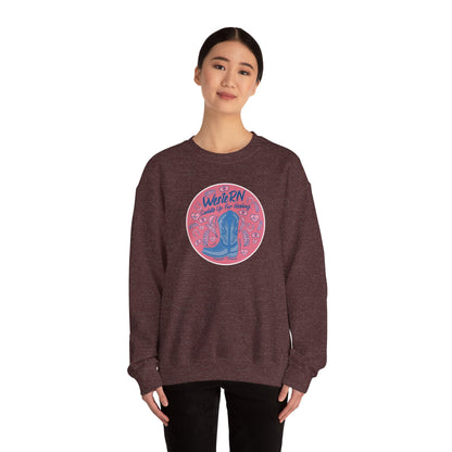 Western Saddle Up for Healing Sweatshirt, Cowgirl Nurse Pullover, Retro Medical Gift, Country Comfort Crewneck