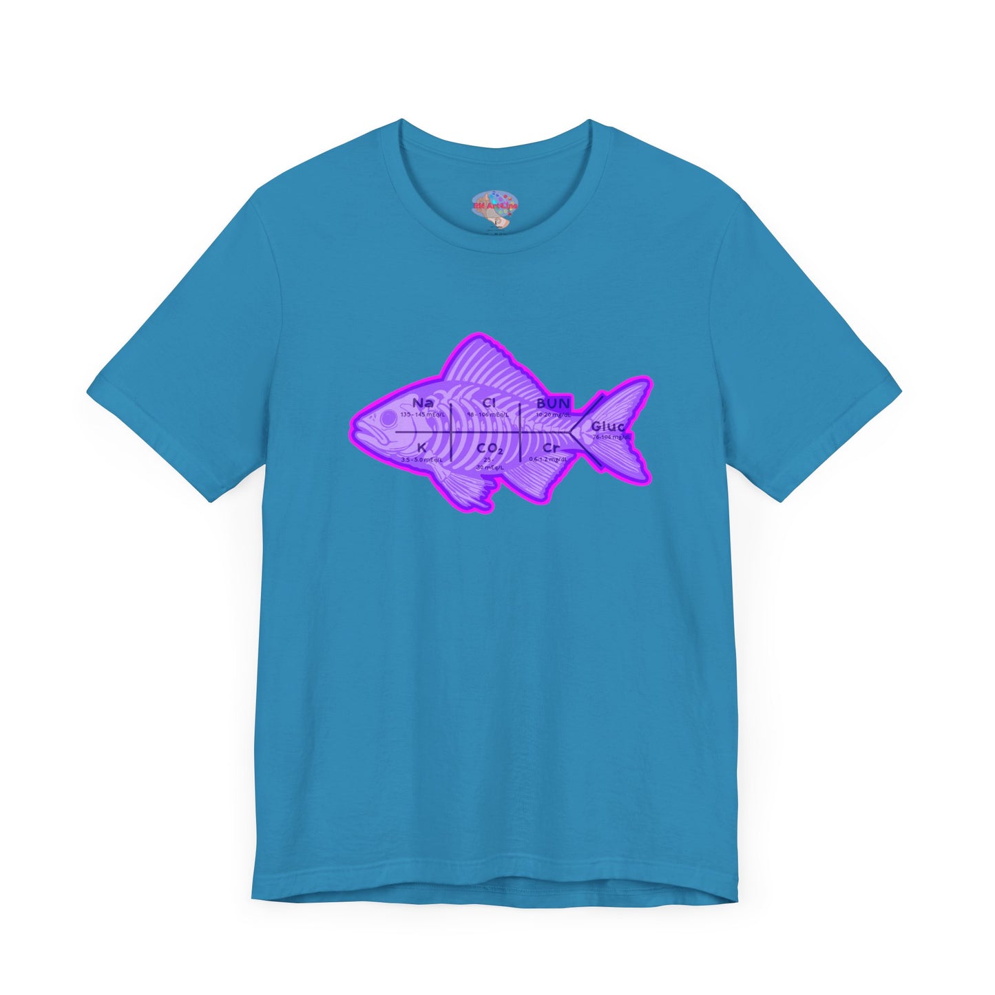Fishbones T-Shirt , Medical Lab Values and Fish Skeleton Mashup, Funny Nursing  and Lab Tech Apparel, ICU & ER Gift