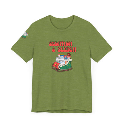 Sedation & Sleigh T-Shirt, Funny Nurse Christmas Shirt, ICU RN Holiday Tee, Propofol, Ativan, Ketamine, Fentanyl, Medical Humor Gift