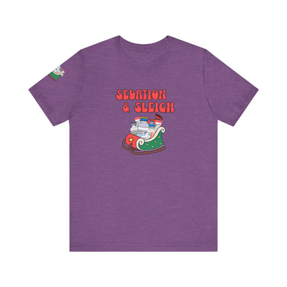 Sedation & Sleigh T-Shirt, Funny Nurse Christmas Shirt, ICU RN Holiday Tee, Propofol, Ativan, Ketamine, Fentanyl, Medical Humor Gift