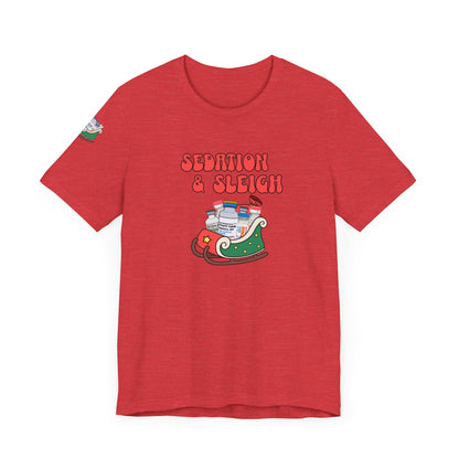 Sedation & Sleigh T-Shirt, Funny Nurse Christmas Shirt, ICU RN Holiday Tee, Propofol, Ativan, Ketamine, Fentanyl, Medical Humor Gift