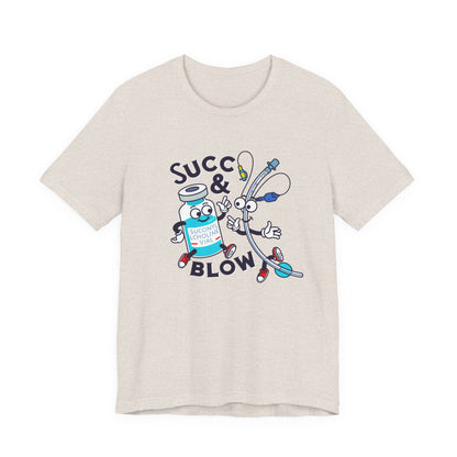 Succ & Blow T-Shirt, Funny ICU Nurse and Anesthesia Humor, Succinylcholine, ET Tube Design, Respiratory, Intubation Nurse Tee
