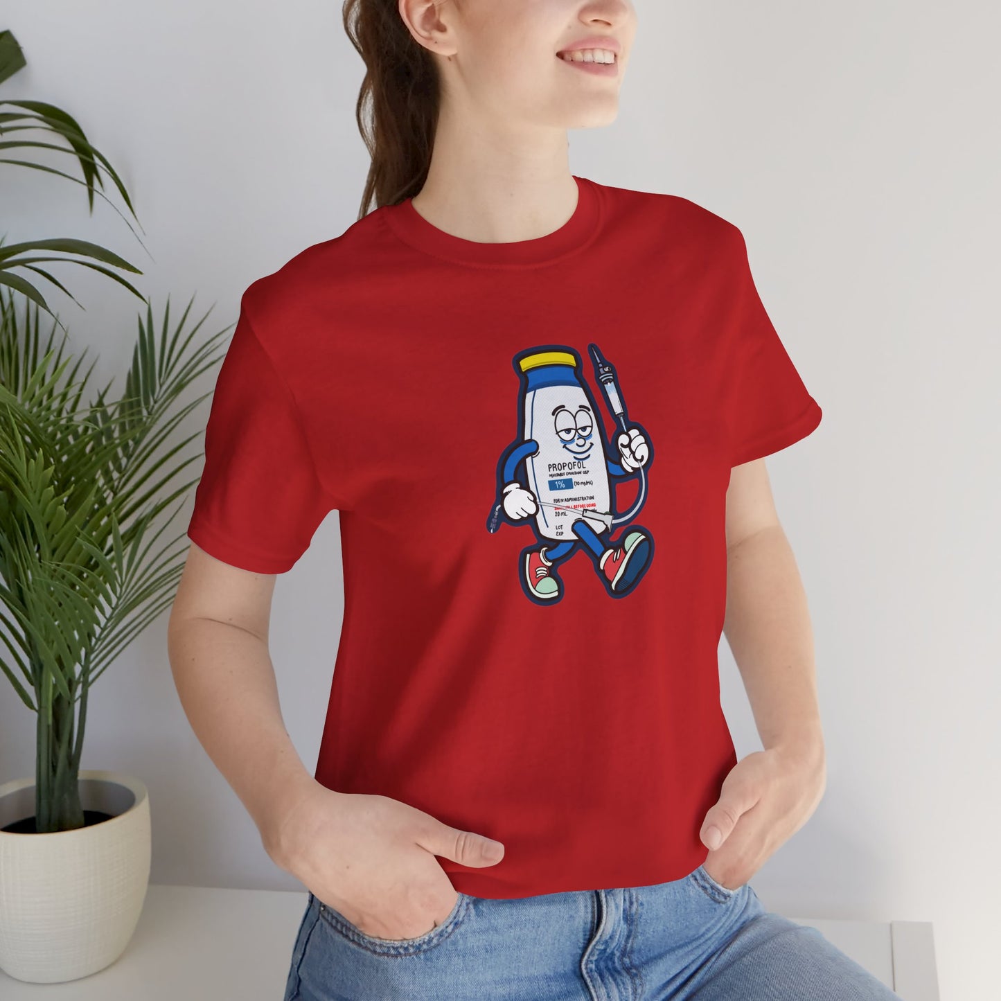 Propofol Pete - Funny Propofol Bottle Cartoon T-shirt for Nurses & Doctors
