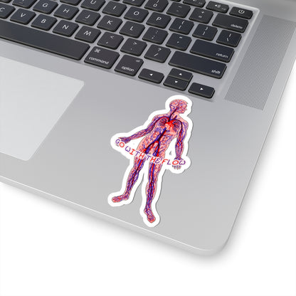 Go With The Flow Sticker - Anatomical Human with Arteries and Veins Design