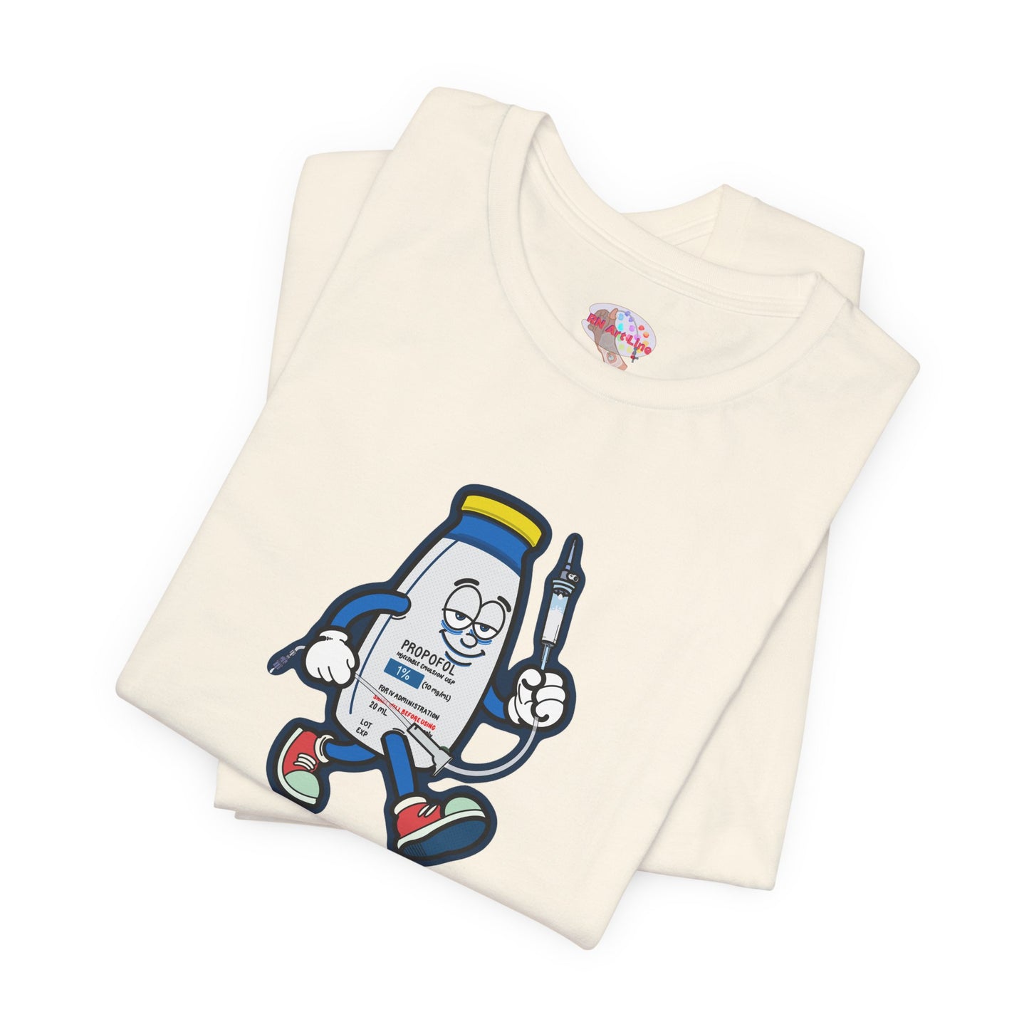 Propofol Pete - Funny Propofol Bottle Cartoon T-shirt for Nurses & Doctors