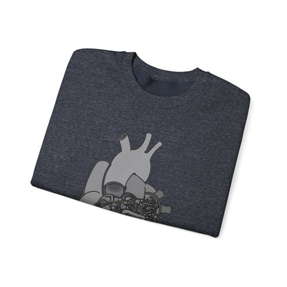 Valves and Ventricles Sweatshirt , Heart Meets Engine Design, Great Gift For Nurses, Cardiologists, Mechanics
