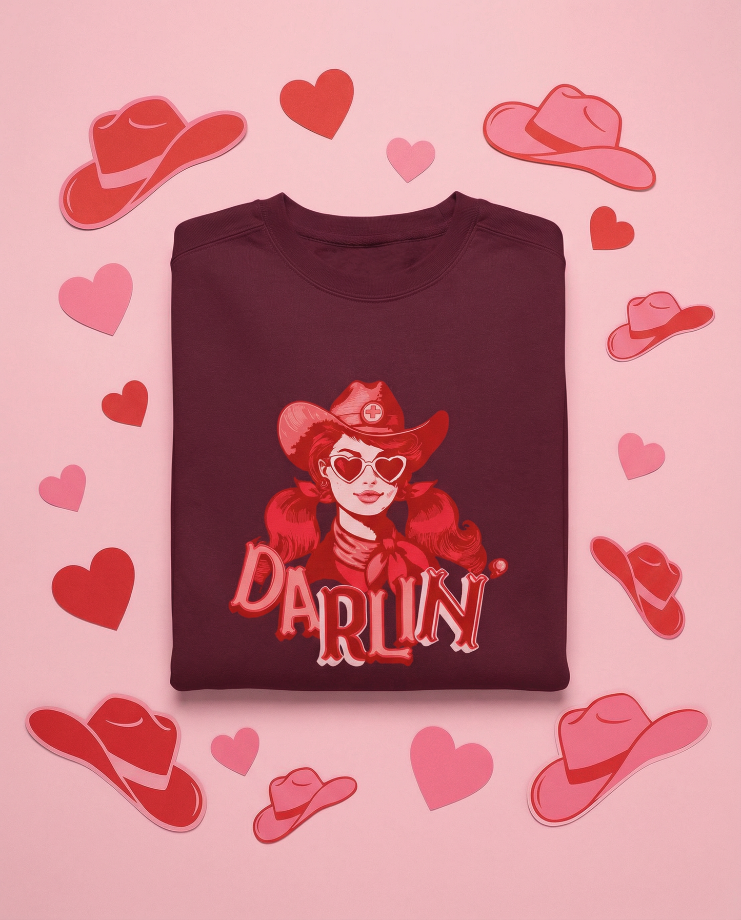 Darlin RN Sweatshirt, Cowgirl Nurse Style with Heart