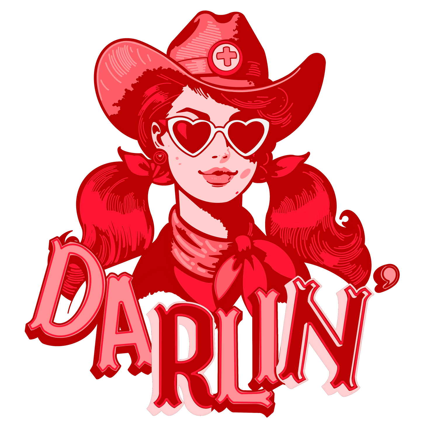 Darlin RN Sweatshirt, Cowgirl Nurse Style with Heart