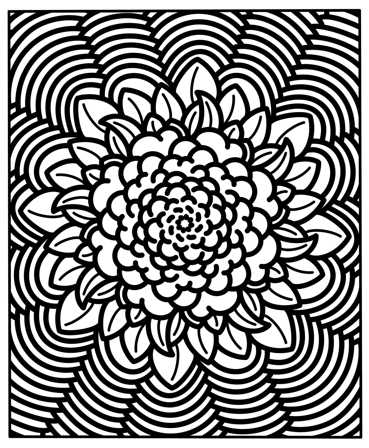 Black and white floral mandala design
