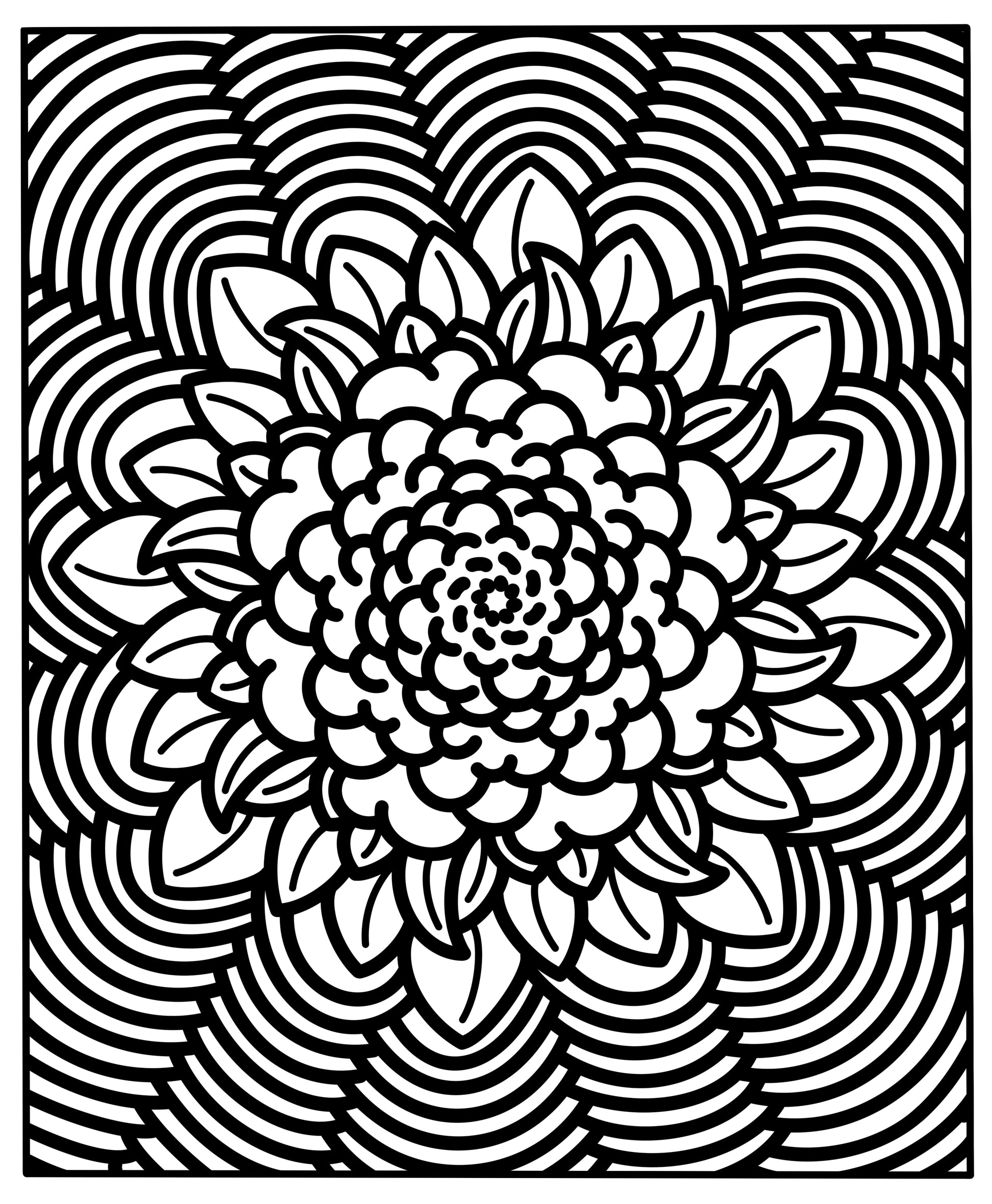 Black and white floral mandala design