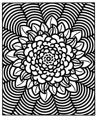 Black and white floral mandala design