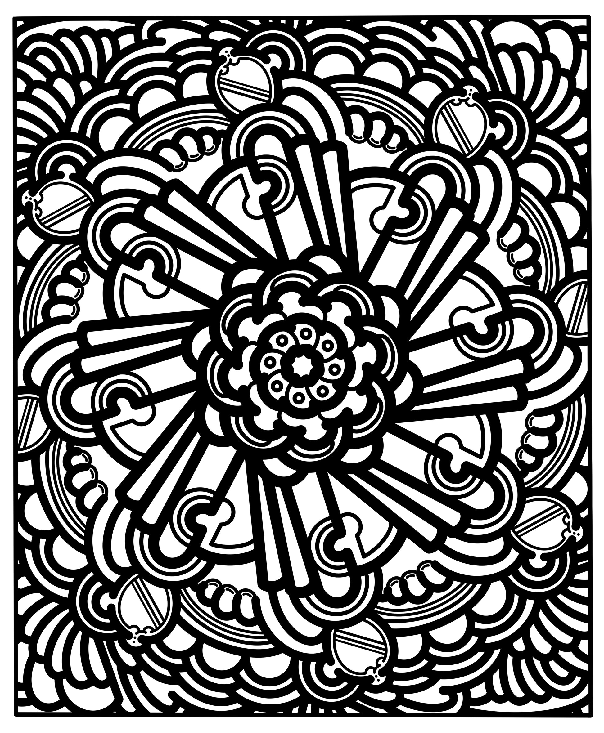 Black and white intricate mandala design