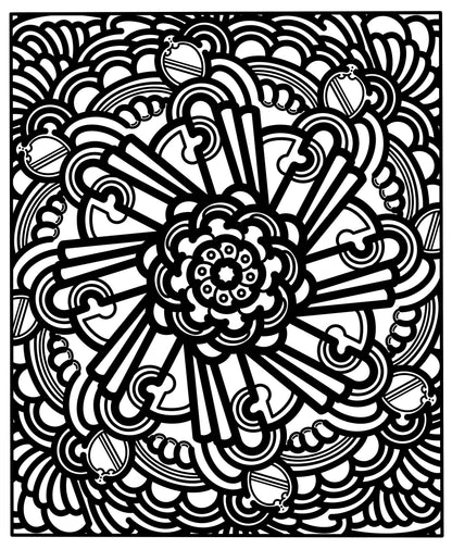 Black and white intricate mandala design