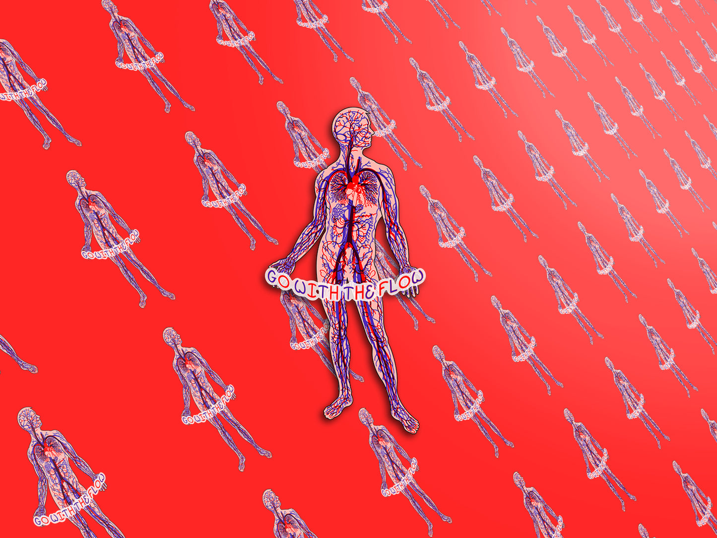Go With The Flow Sticker - Anatomical Human with Arteries and Veins Design